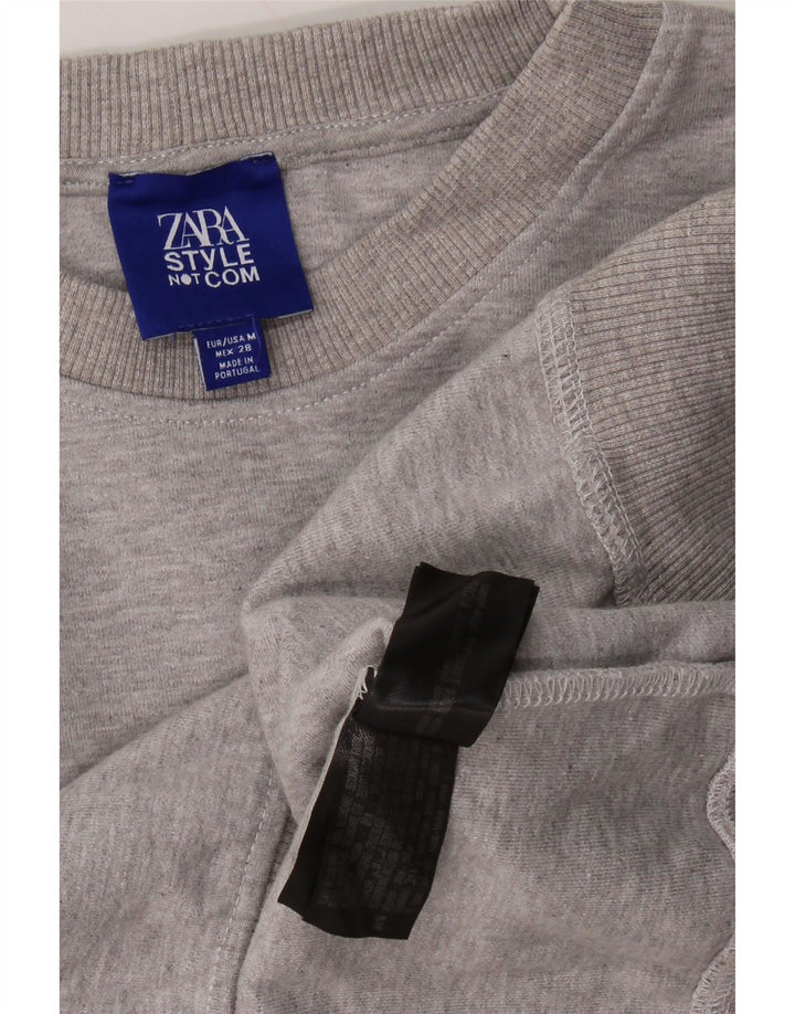 ZARA Femme Sweat-shirt graphique surdimensionné UK 14 Gris moyen moucheté