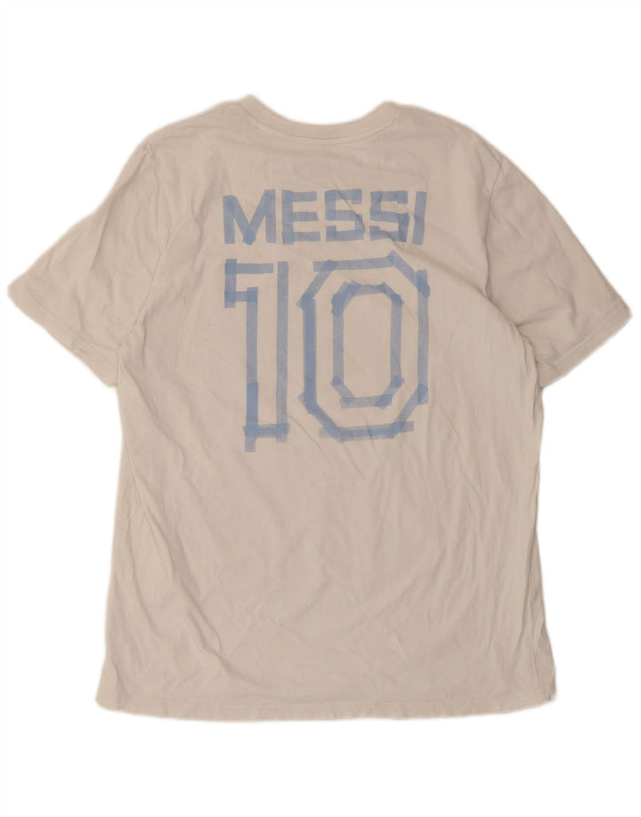 Adidas Mens MESSI Graphic T-Shirt Top Large Blanc Coton