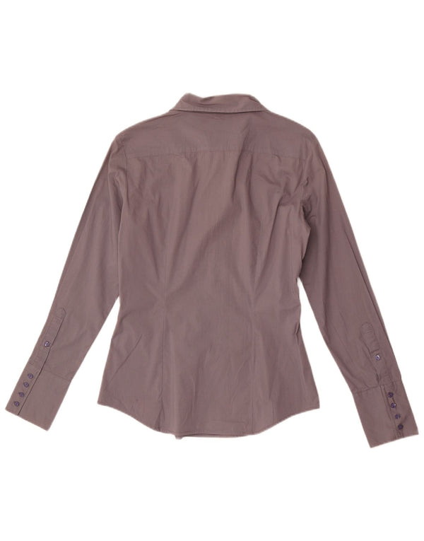 Benetton Chemise Pull Femme UK 10 Petit Gris Coton