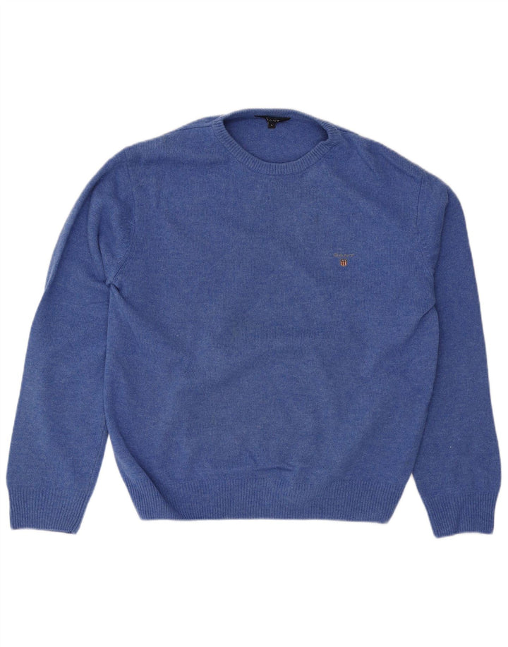 Gant Pull à col rond pour homme en laine bleue Large