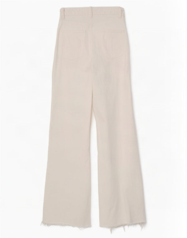 Zara Jean taille haute jambe large pour femme EU 34 2XS W24 L33 coton blanc cassé