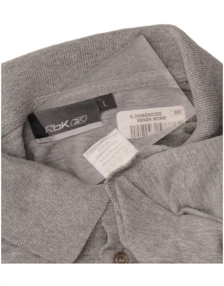 Reebok Polo Homme Large Gris Moucheté Coton