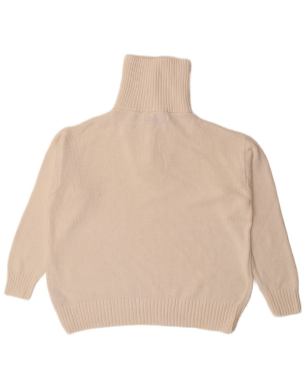 Zara Pull surdimensionné à col zippé pour femme UK 10 Petit coton blanc cassé
