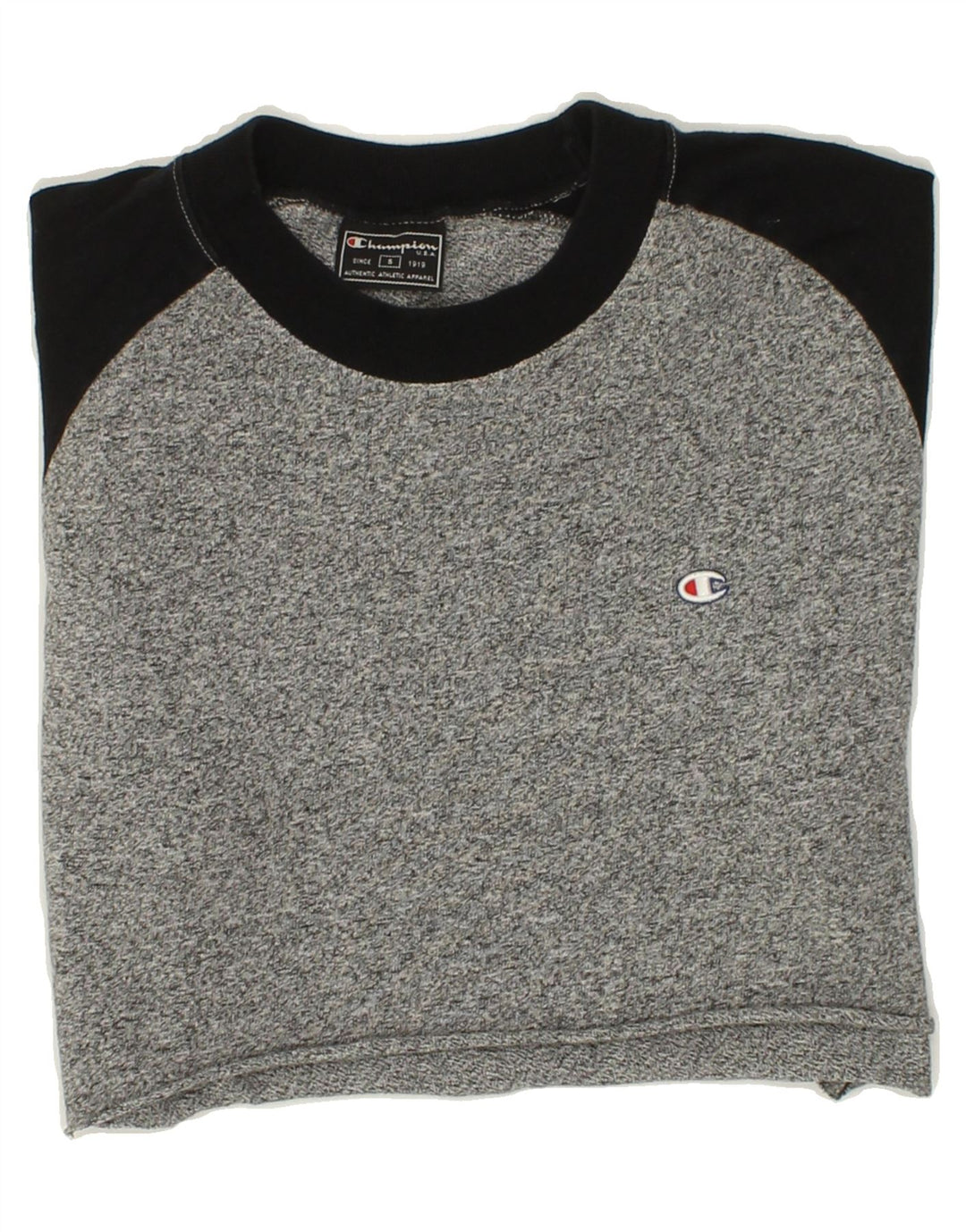 CHAMPION Womens Crop Top UK 10 Small Grey Colourblock Cotton Vintage Champion and Second-Hand Champion from Messina Hembry 