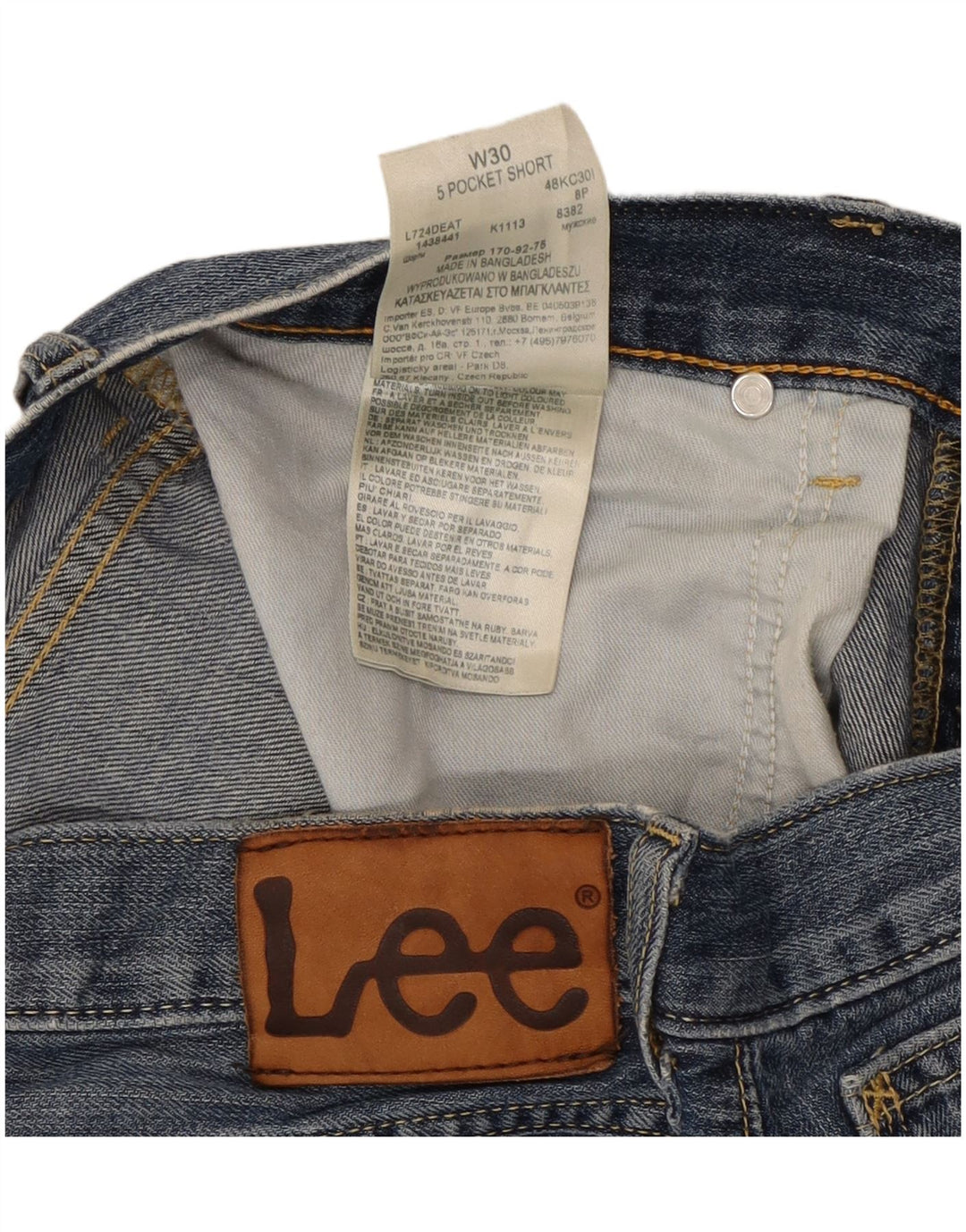Lee Short en jean court 5 poches pour homme W30 en coton bleu moyen