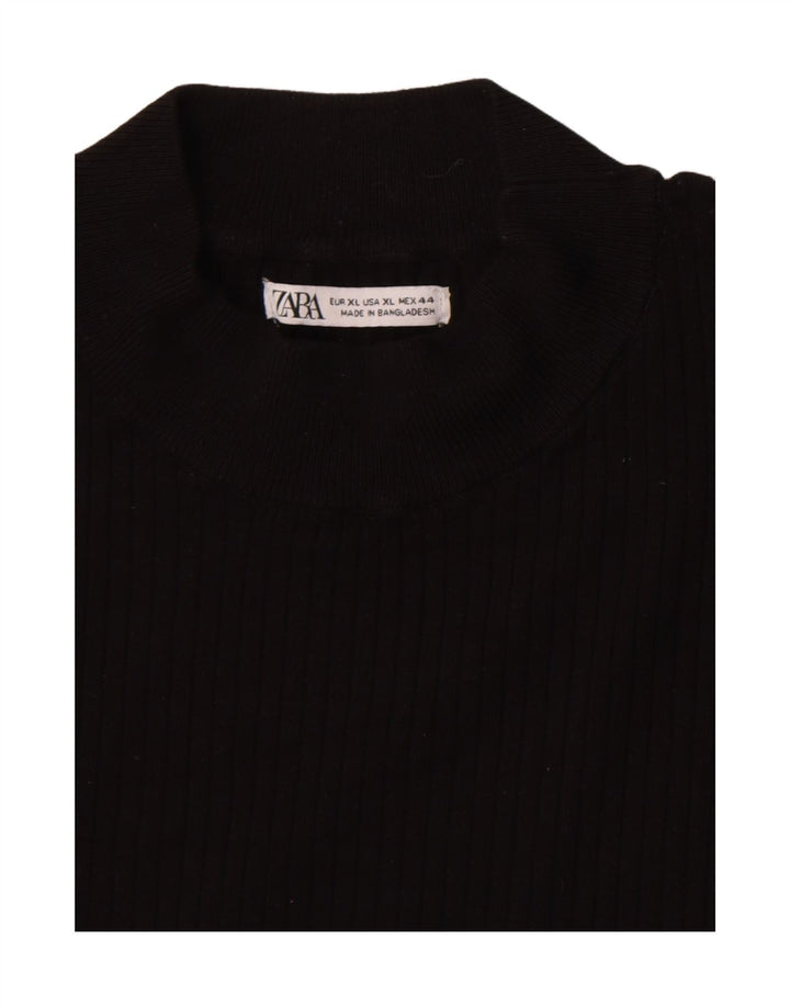 Zara Femme Top Manches Longues UK 18 XL Noir