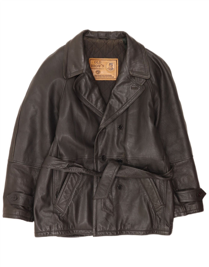 Veste en cuir homme vintage IT 48 Cuir noir moyen