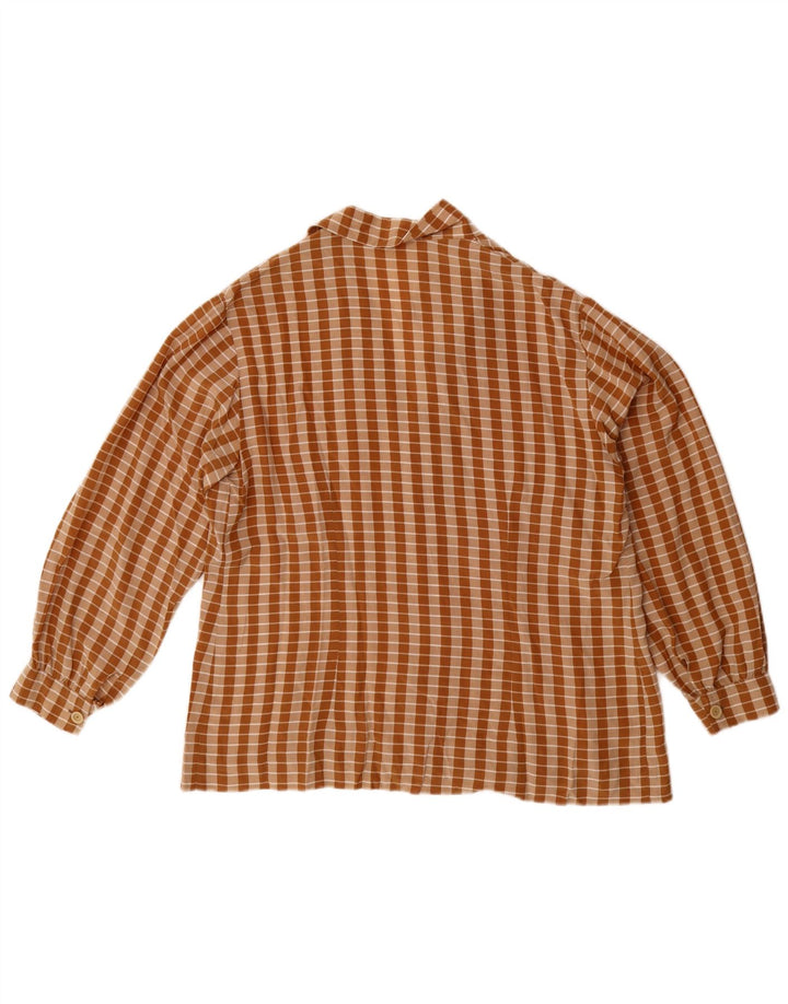 Chemisier chemise femme vintage UK 14 grand chèque marron
