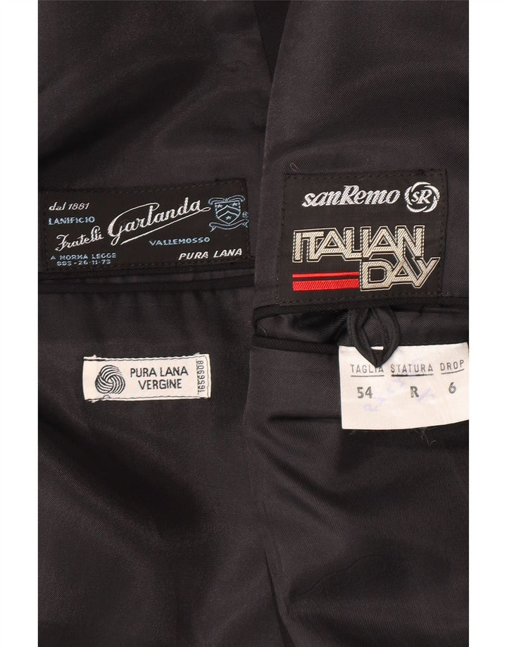 San Remo Veste Blazer 1 Bouton Homme IT 54 2XL Noir Laine Vierge Classique
