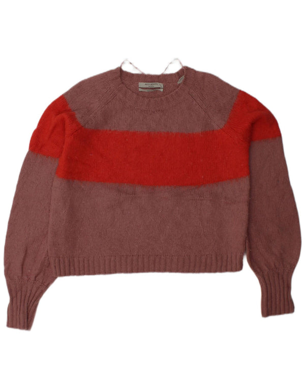ALL SAINTS Pull à col rond pour femme UK 14 Rose moyen Colourblock