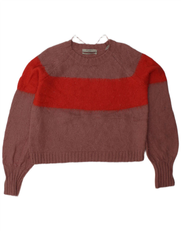 ALL SAINTS Pull à col rond pour femme UK 14 Rose moyen Colourblock