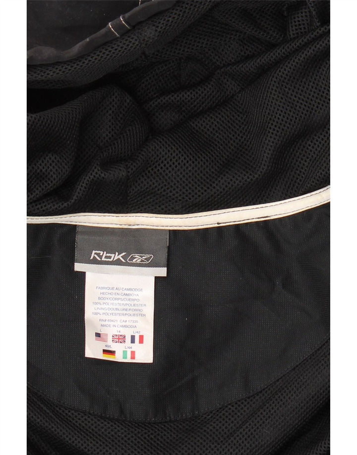 REEBOK Veste de pluie à capuche pour femme UK 44 Large Noir Polyester