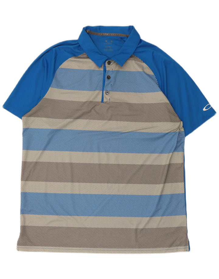 Oakley Polo Homme XL Bleu Rayé Polyester