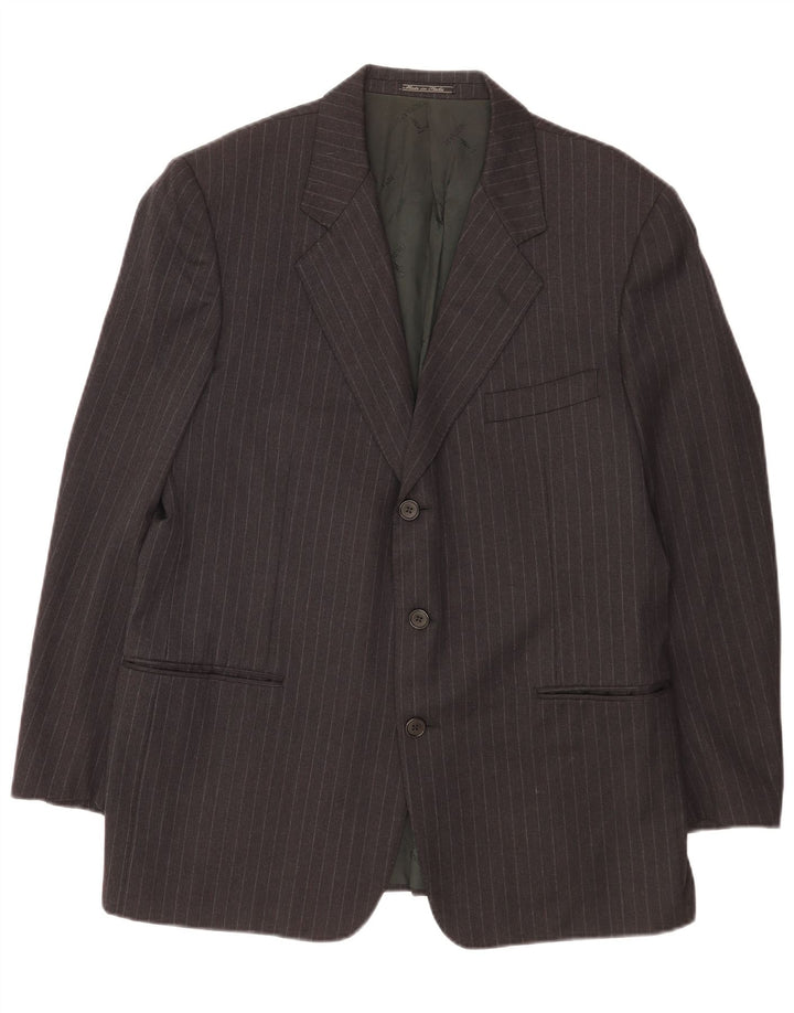 Trussardi Veste Blazer 3 Boutons Homme IT 52 XL Laine Vierge Grise à Fines Rayures