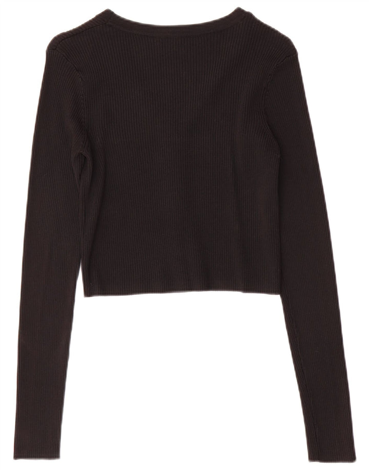 Zara Femme Cardigan à manches longues Top UK 8 Small Noir Polyamide