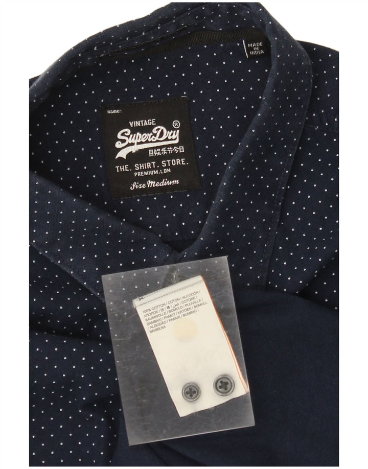SUPERDRY Chemise Homme Bleu Marine Moyen Coton Tacheté
