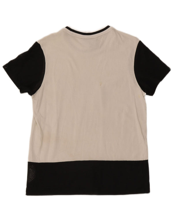 Adidas T-shirt graphique pour femme UK 8 petit coton color block blanc
