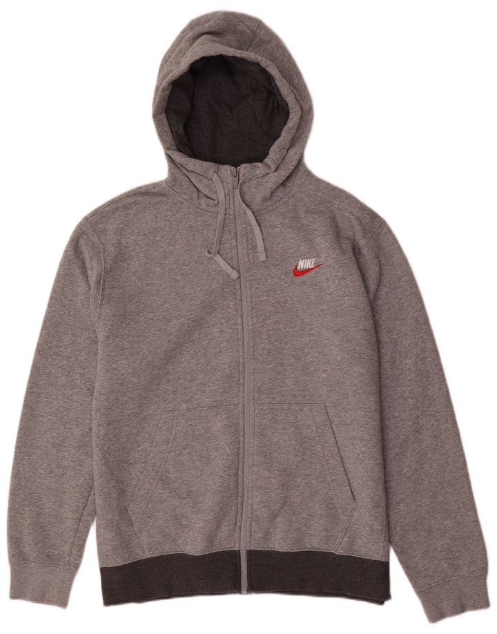 Nike Sweat à capuche zippé en coton color block gris moyen pour homme