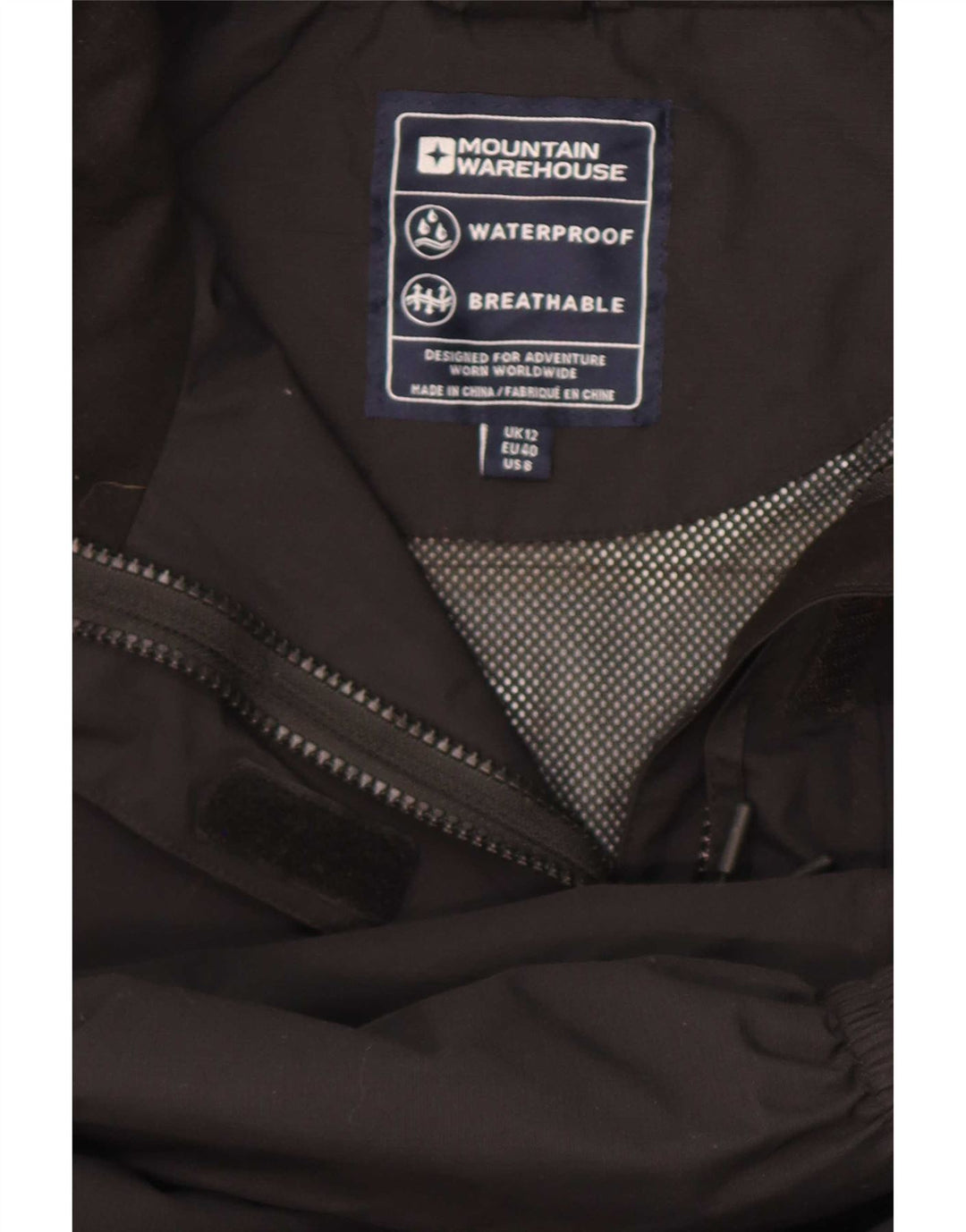Mountain Warehouse Veste de pluie à capuche pour femme UK 12 Medium Noir Polyester