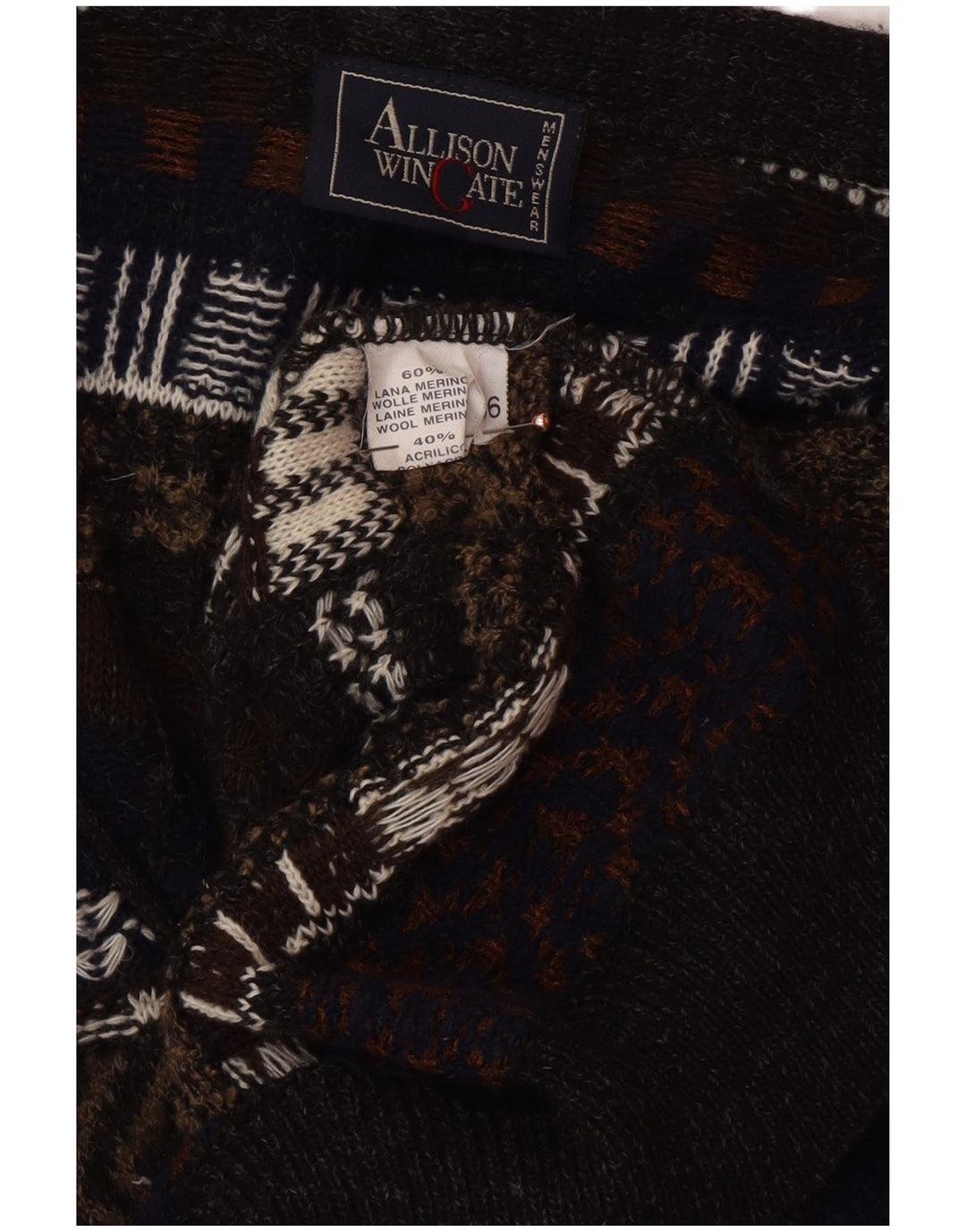 ALLISON WINGATE Pull Cardigan Homme IT 56 2XL Multicolore Fair Isle
