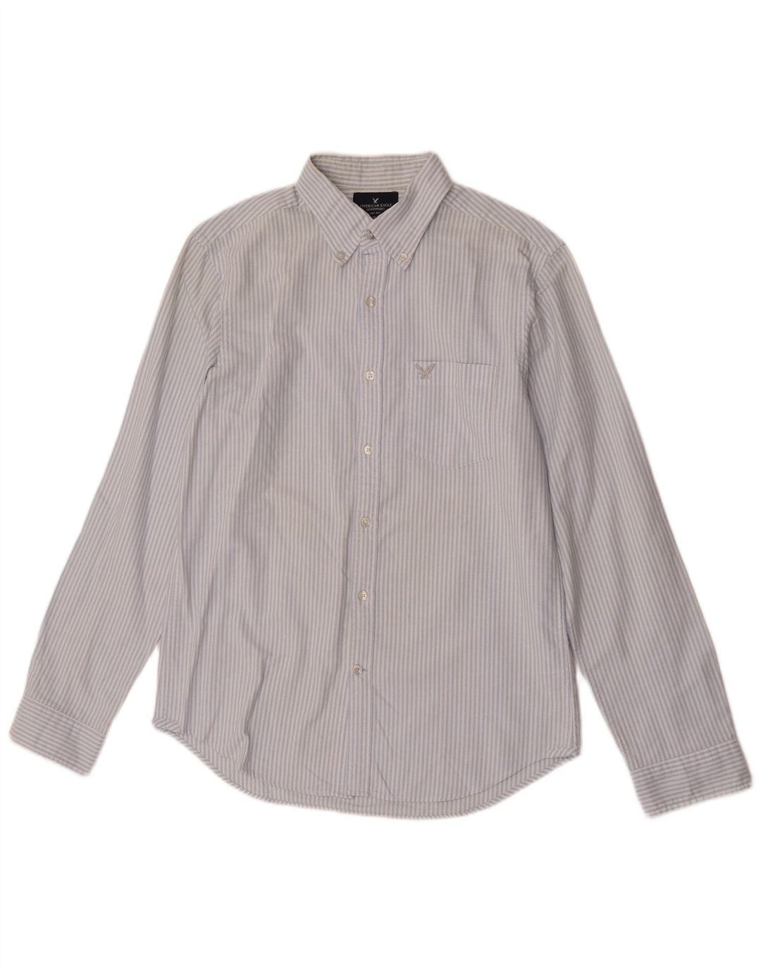 American Eagle Chemise cintrée pour homme en coton rayé bleu petit