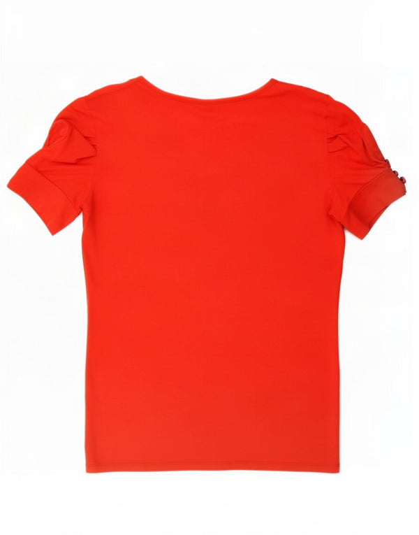 Guess T-shirt graphique à manches courtes pour femme UK 12 Logo rouge moyen