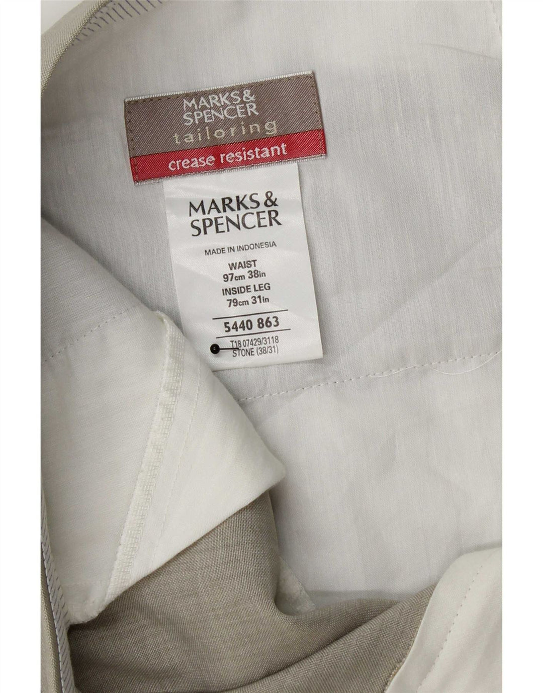 Marks & Spencer Pantalon décontracté régulier pour homme W38 L31 Gris Polyester