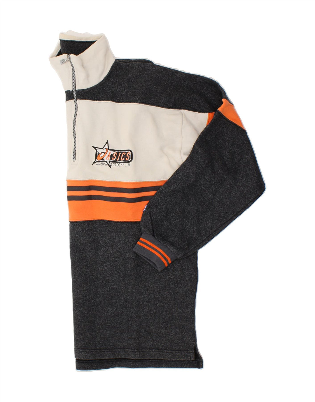 ASICS Sweat-shirt à col zippé pour homme Grand coton color block noir