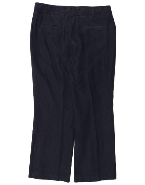 Monsoon Pantalon décontracté à jambe large pour femme UK 16 Large W36 L29 Bleu marine Lin