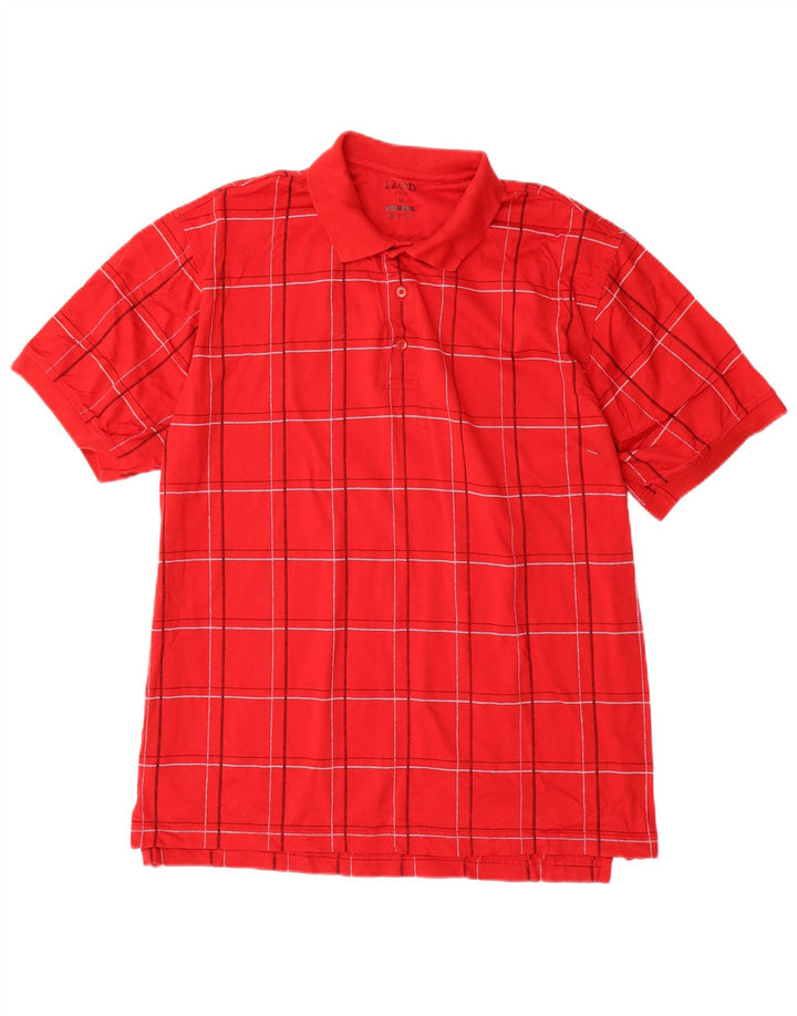 IZOD Polo de golf homme en coton à carreaux rouge moyen