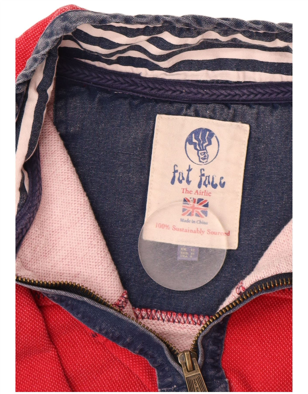 FAT FACE Sweat-shirt à col zippé pour femme UK 12 Rouge moyen Coton