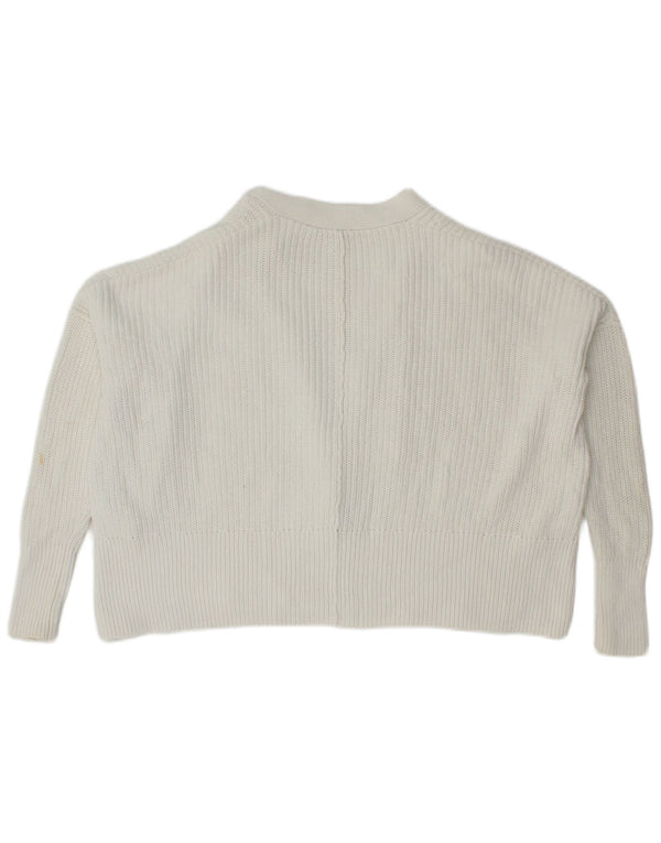 WHISTLES Cardigan court surdimensionné pour femme en coton blanc UK 6 XS