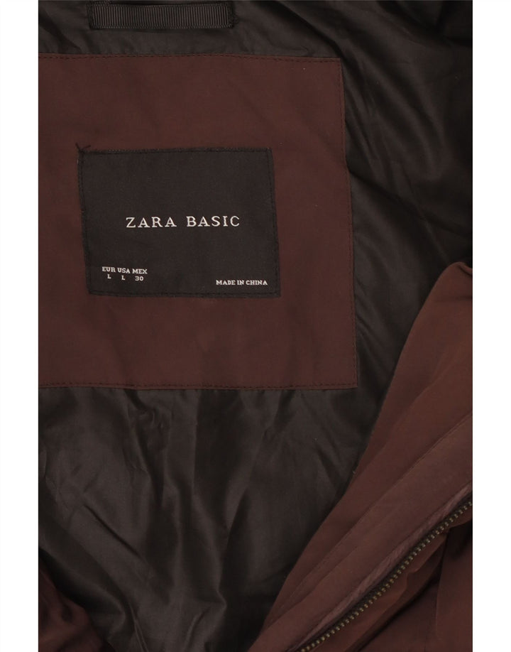 Zara Manteau rembourré pour femme UK 16 Large Marron