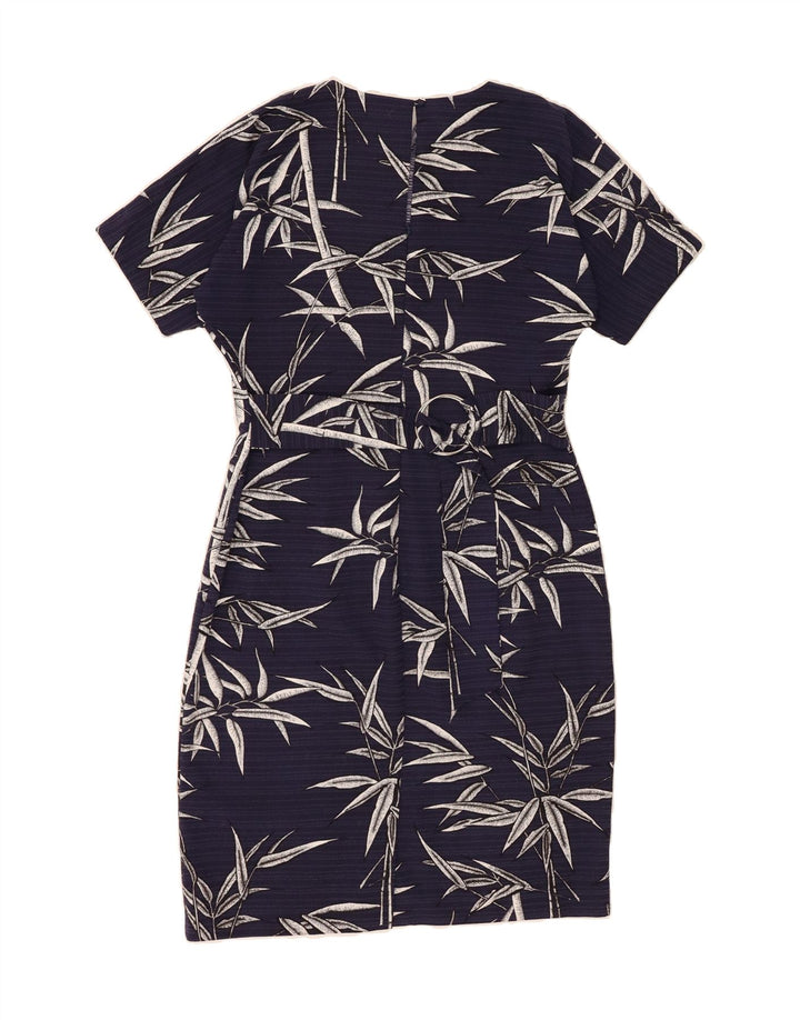 WAREHOUSE Womens Sheath Dress UK 14 Large Navy Blue Floral Polyester Vintage Warehouse and Second-Hand Warehouse from Messina Hembry 