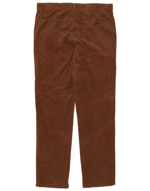 Marks & Spencer Pantalon droit en velours côtelé pour homme W36 L33 Marron