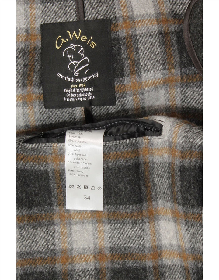 vintage Mens Loose Fit Hoody Duffle Coat UK 50 4XL Laine Grise