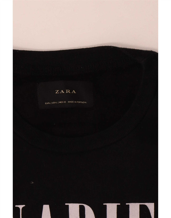 Zara Mens Graphic Sweatshirt Jumper Grand Noir Coton