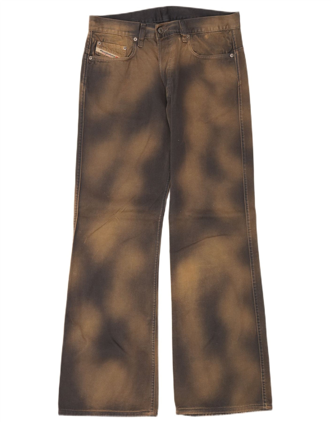 DIESEL Pantalon décontracté bootcut pour homme W32 L32 Beige Tie Dye Coton