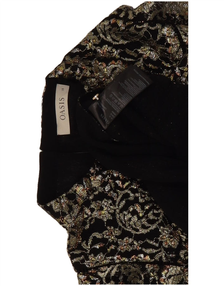 Oasis Chemisier Femme Haut UK 10 Petit Noir Floral Viscose