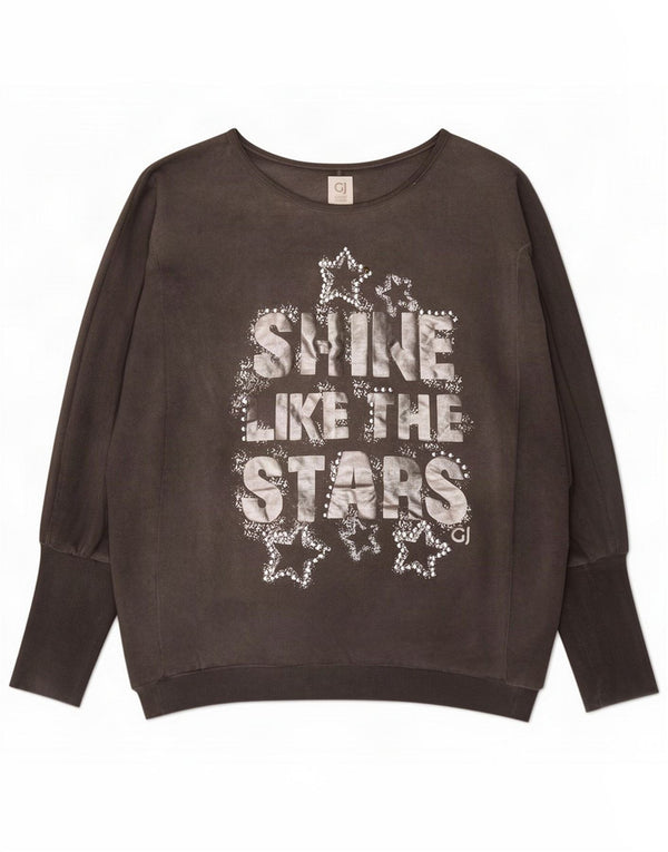 Gaudi Womens Graphic Sweatshirt Jumper UK 10 Small Grey Cotton