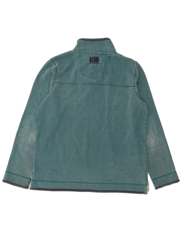 Fat Face Sweat-shirt à col zippé pour homme en coton bleu Taille L