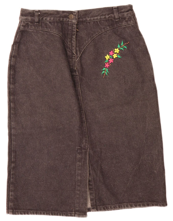 jupe en denim femme vintage W28 Floral gris moyen