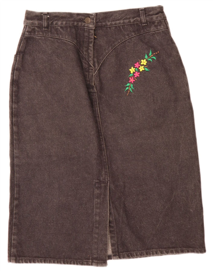 jupe en denim femme vintage W28 Floral gris moyen