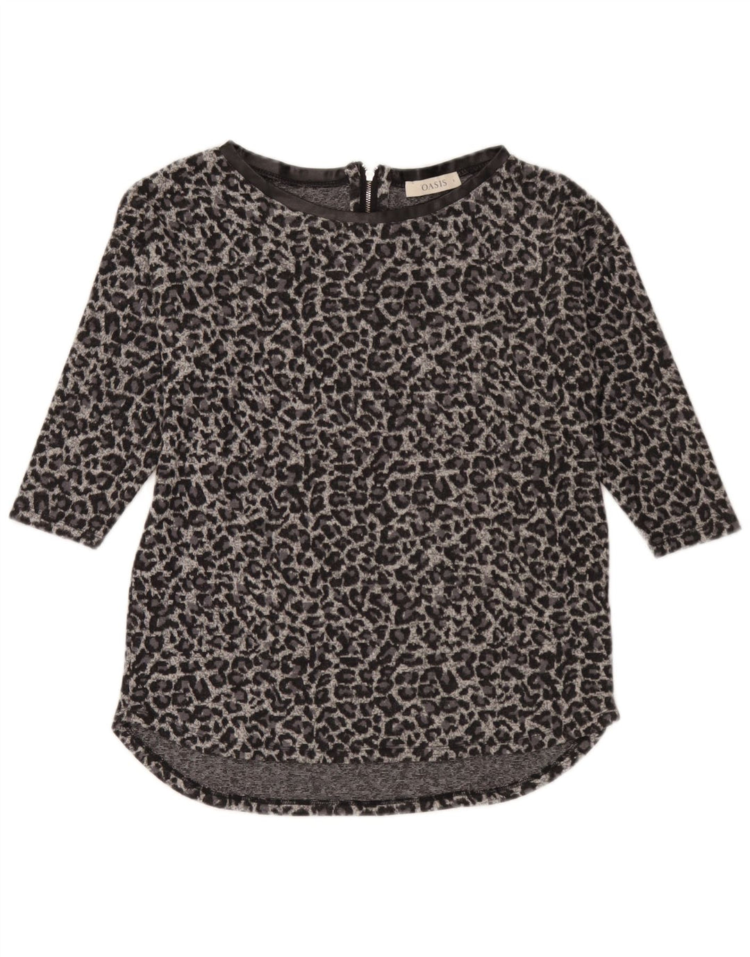 Oasis Tunique à Manches 3/4 pour Femme UK 10 Petit Gris Imprimé Animal Polyester