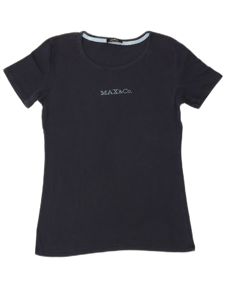 Max & Co. T-shirt graphique pour femme UK 10 Small Bleu marine