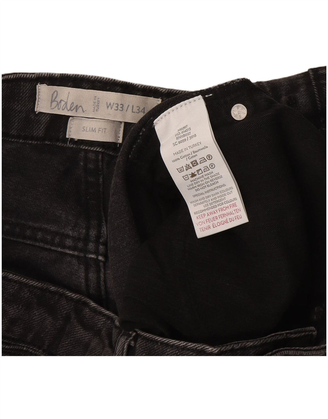 Jeans Slim Boden Homme W33 L34 Gris Coton