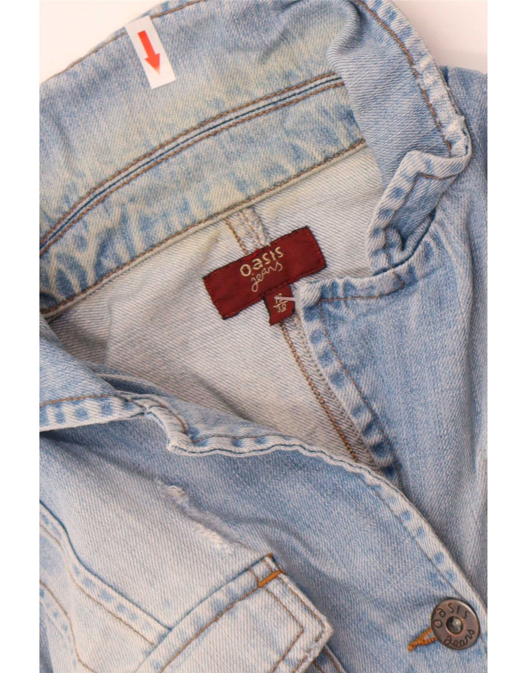 Oasis Veste en jean pour femme UK 12 Bleu moyen Coton
