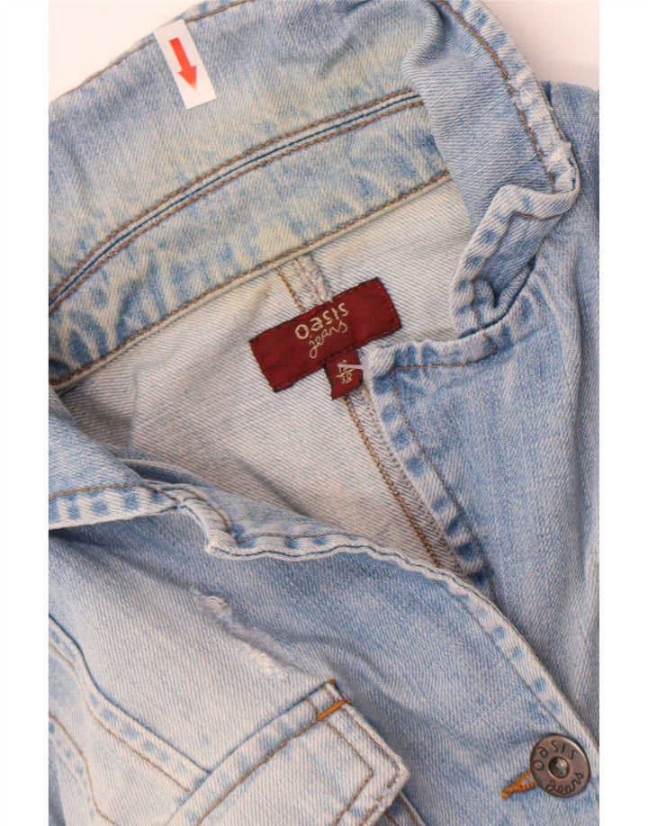 Oasis Veste en jean pour femme UK 12 Bleu moyen Coton
