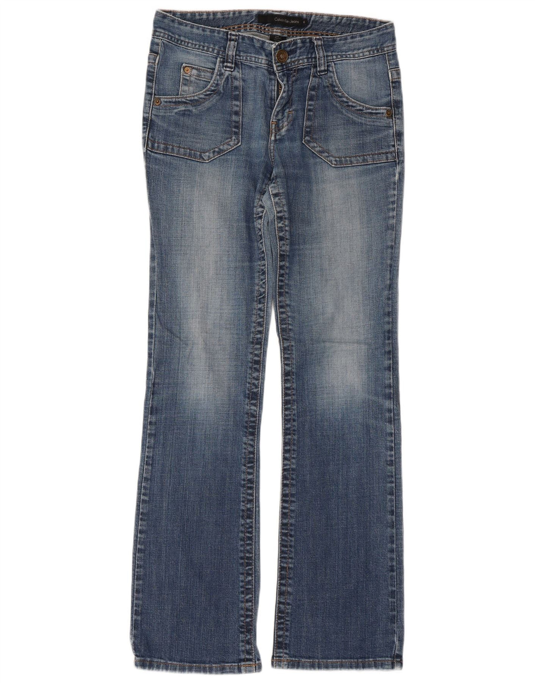 CALVIN KLEIN Jean Bootcut Femme US 6 Small W32 L30 Bleu Coton