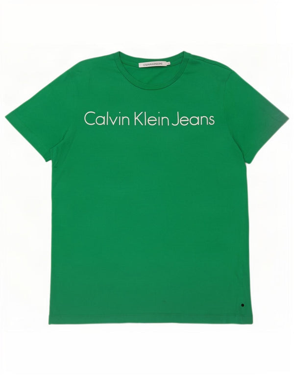 Calvin Klein Jeans T-Shirt Graphique Homme Vert Moyen Coton